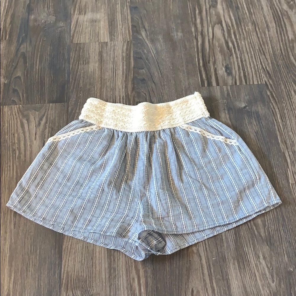 Blue & White High Waisted Shorts